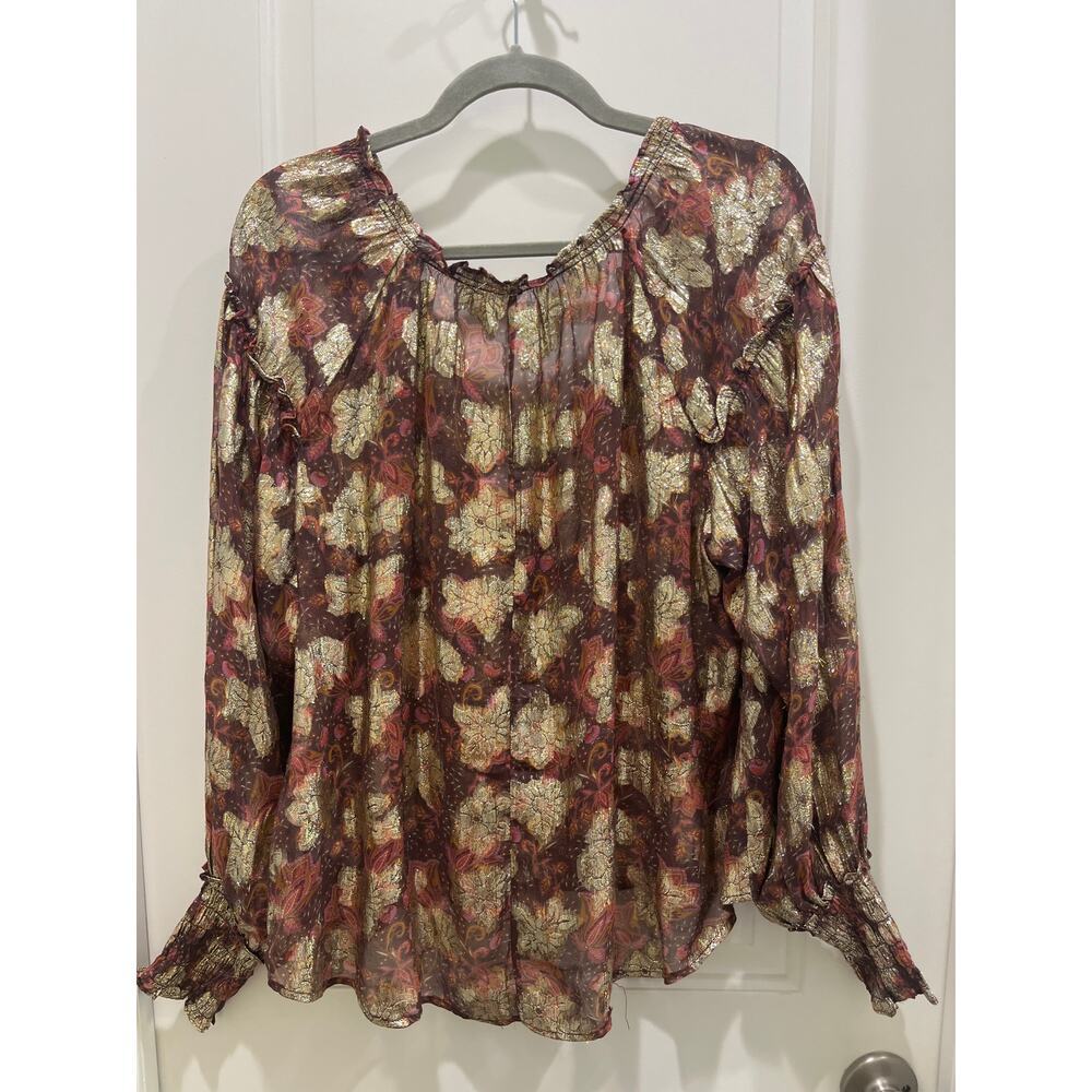 NWT Free People Scorpio Blouse in Bittersweet Combo Sz S - Picture 9 of 10